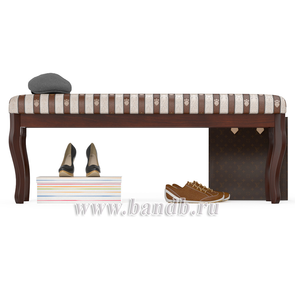 Банкетка Мебель--24 Вента-2, цвет орех, обивка ткань полоса коричневая Картинка № 3