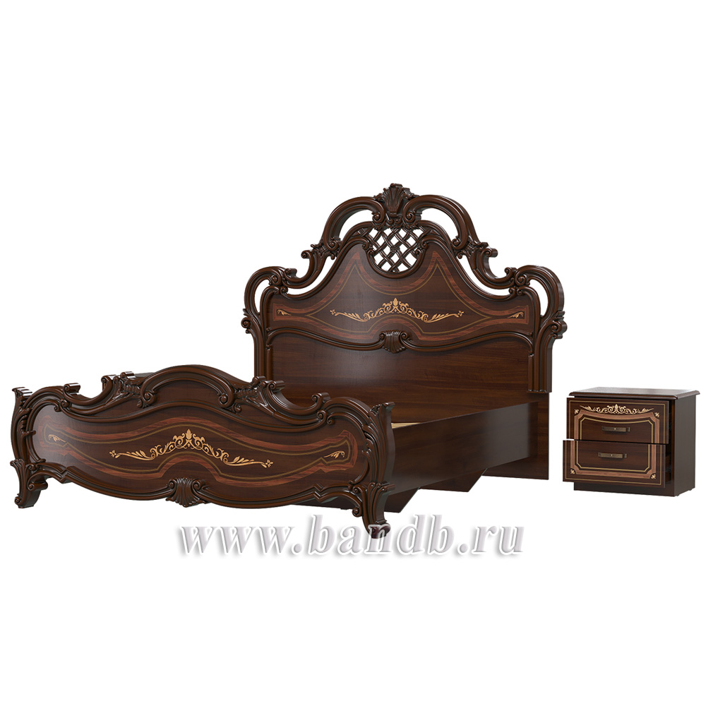 Кровать Грация 1600 с основанием и двумя тумбами цвет орех тайский изголовье шёлкография Картинка № 4