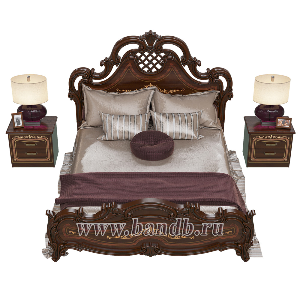 Кровать Грация 1600 с основанием и двумя тумбами цвет орех тайский изголовье шёлкография Картинка № 5