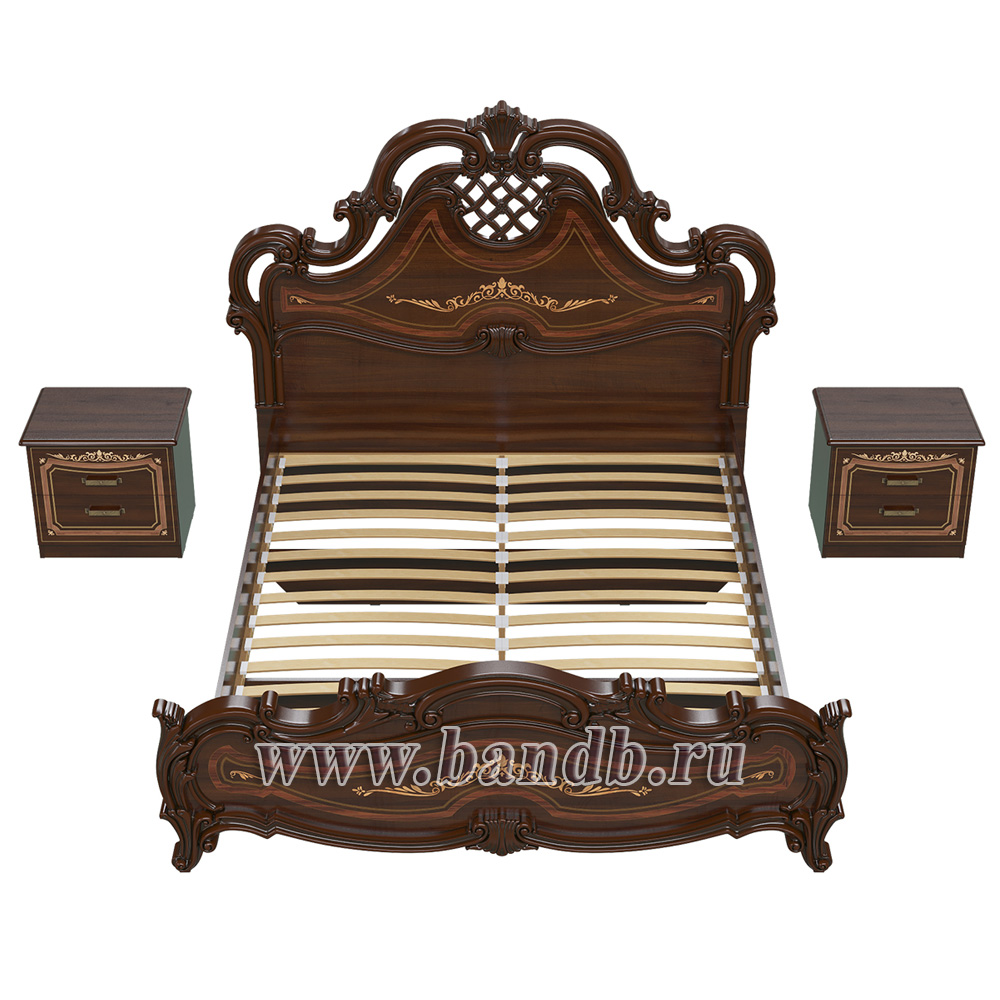 Кровать Грация 1600 с основанием и двумя тумбами цвет орех тайский изголовье шёлкография Картинка № 7