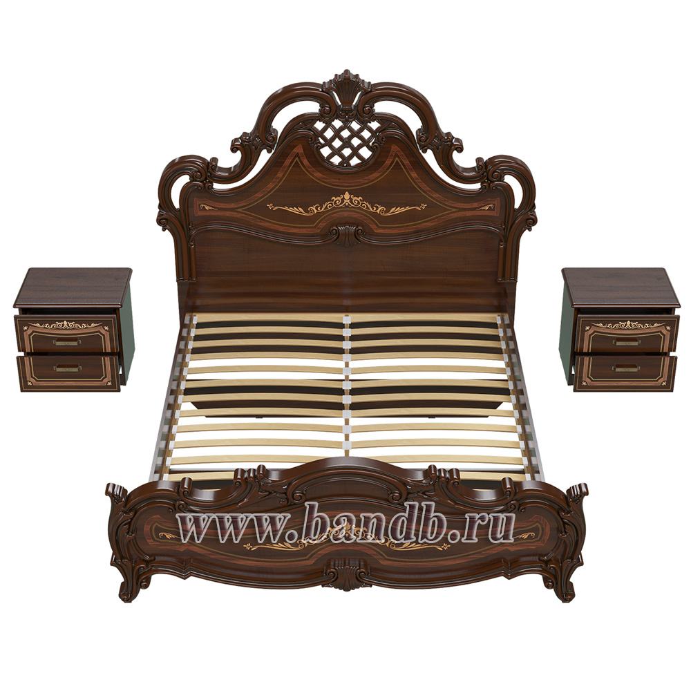 Кровать Грация 1600 с основанием и двумя тумбами цвет орех тайский изголовье шёлкография Картинка № 8
