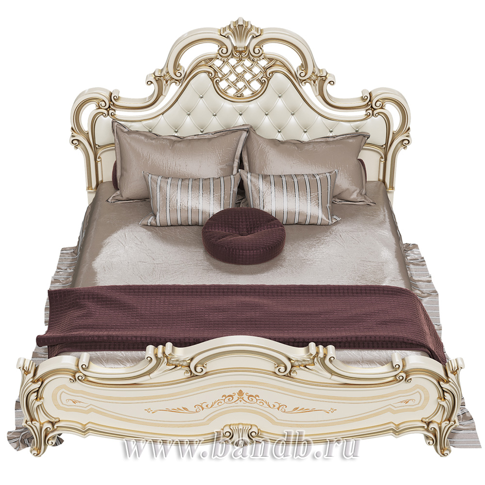 Кровать с основанием 1800 Грация мягкое изголовье цвет слоновая кость Картинка № 3