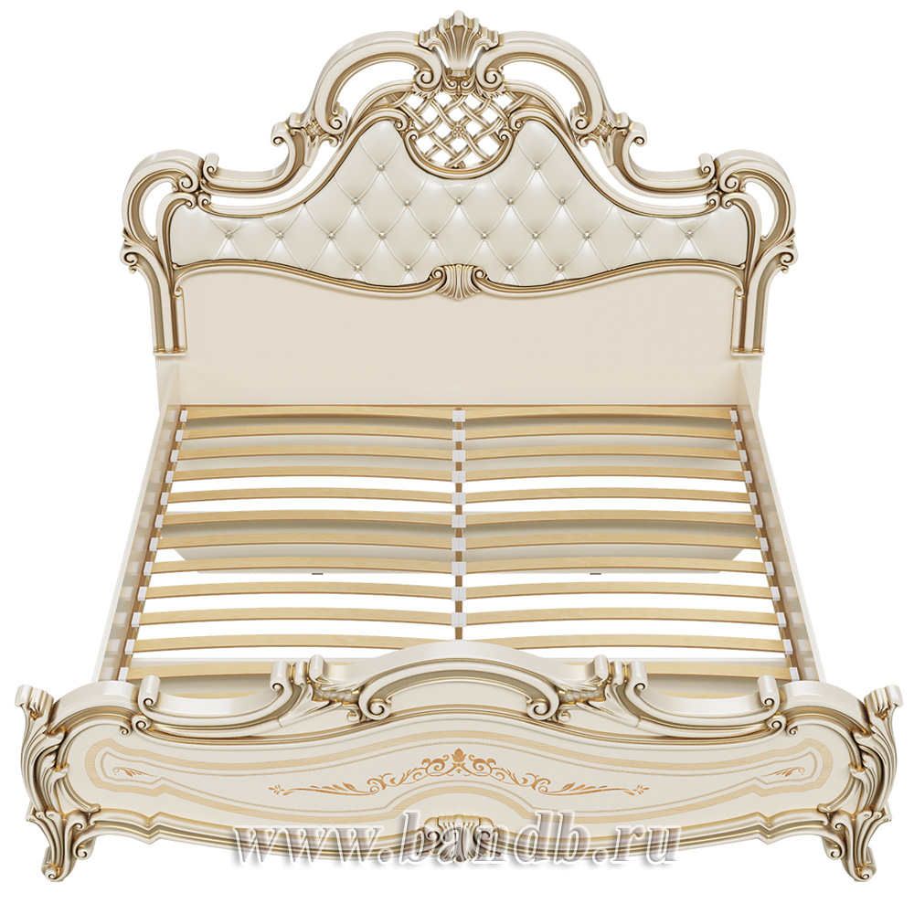 Кровать с основанием 1800 Грация мягкое изголовье цвет слоновая кость Картинка № 4