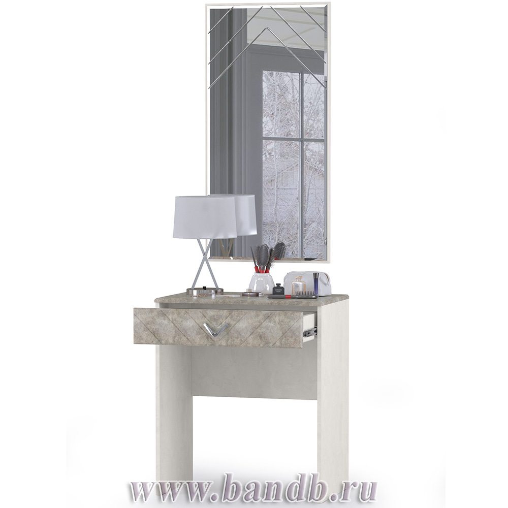 Столик туалетный с зеркалом Амели Моби цвет шёлковый камень/бетон чикаго беж Картинка № 2