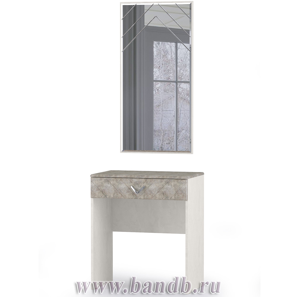 Столик туалетный с зеркалом Амели Моби цвет шёлковый камень/бетон чикаго беж Картинка № 3