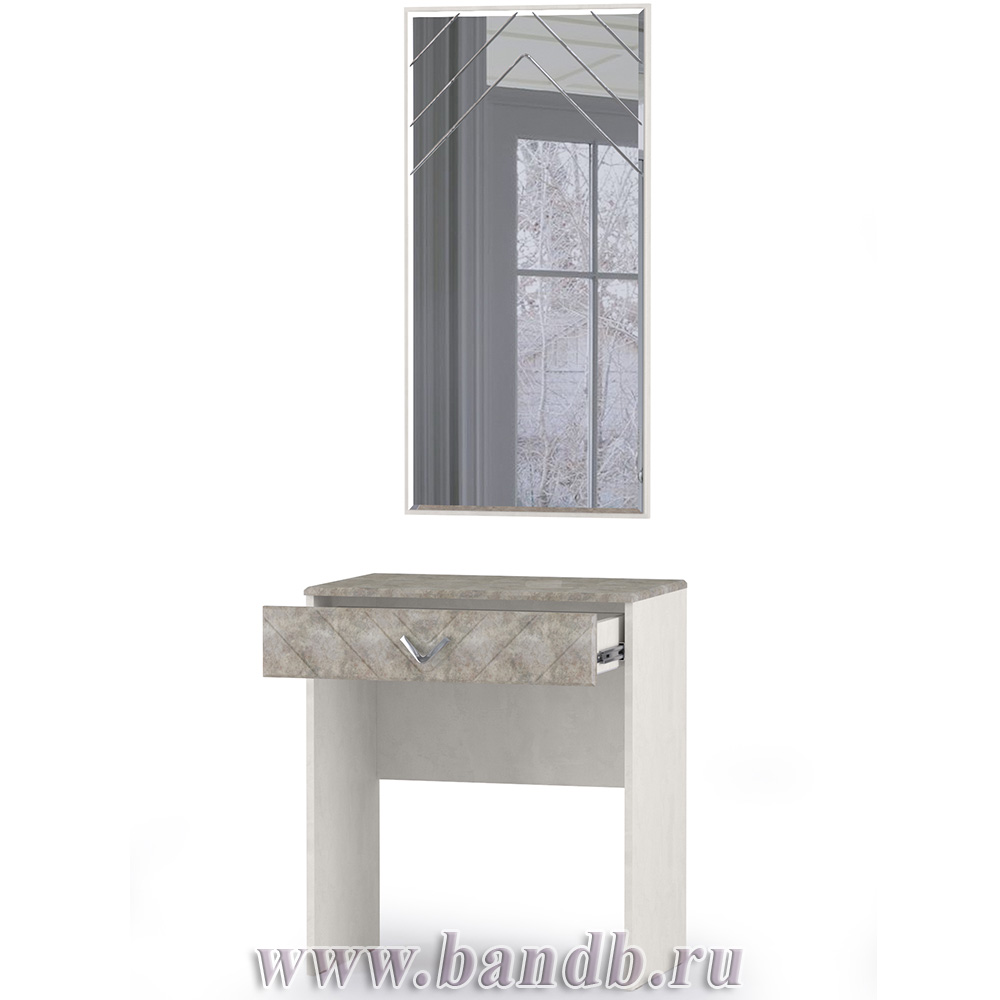 Столик туалетный с зеркалом Амели Моби цвет шёлковый камень/бетон чикаго беж Картинка № 4