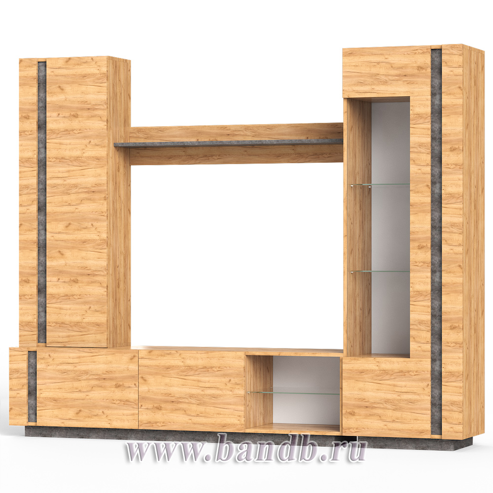 Стенка для гостиной Арчи-3 цвет дуб крафт золотой/камень тёмный Картинка № 3