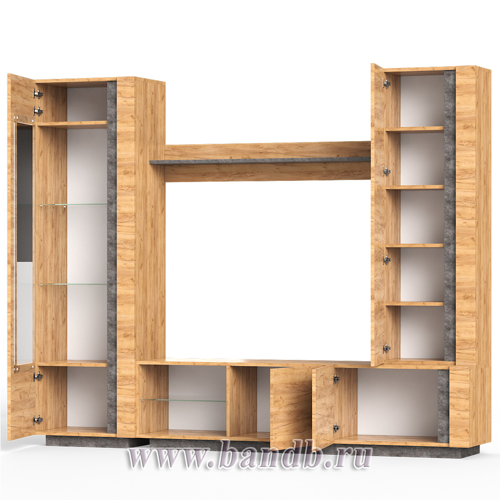 Стенка для гостиной Арчи-3 цвет дуб крафт золотой/камень тёмный Картинка № 8