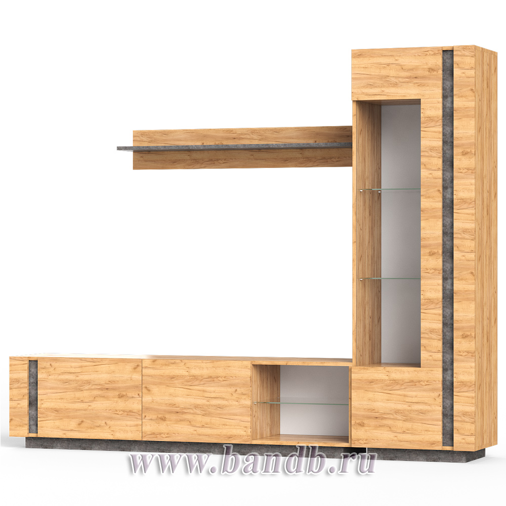 Стенка в гостиную Арчи № 4 цвет дуб крафт золотой/камень тёмный Картинка № 3