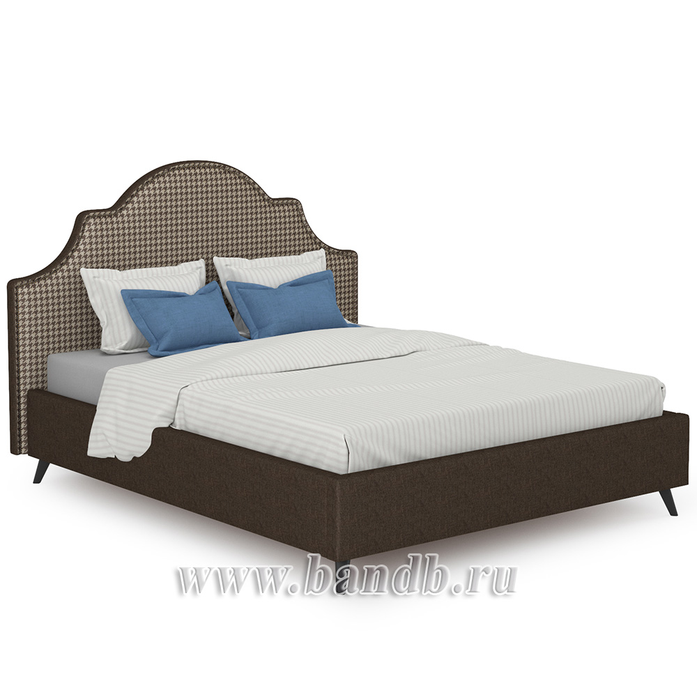 Кровать интерьерная Фаина ткань рогожка коричневый Картинка № 1