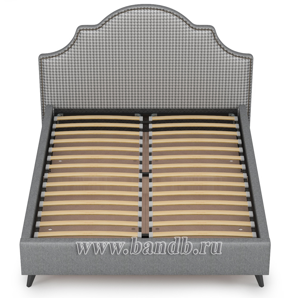 Кровать интерьерная Фаина с подъёмным механизмом и дном ткань рогожка серый Картинка № 6