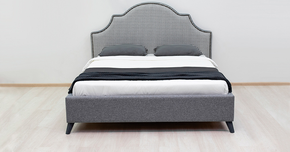 Кровать интерьерная Фаина с подъёмным механизмом и дном ткань рогожка серый Картинка № 12