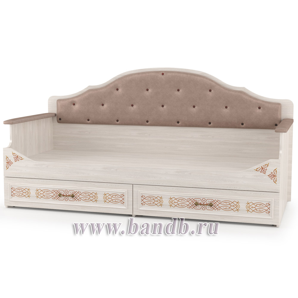 Кровать с выкатными ящиками Флоренция 11.07, цвет ясень анкор светлый Картинка № 3