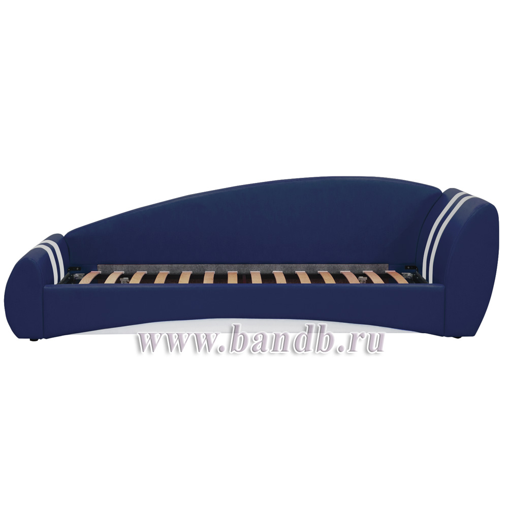 Кровать интерьерная с подъёмным механизмом Гольф 200 левая цвет синий/белый Картинка № 3