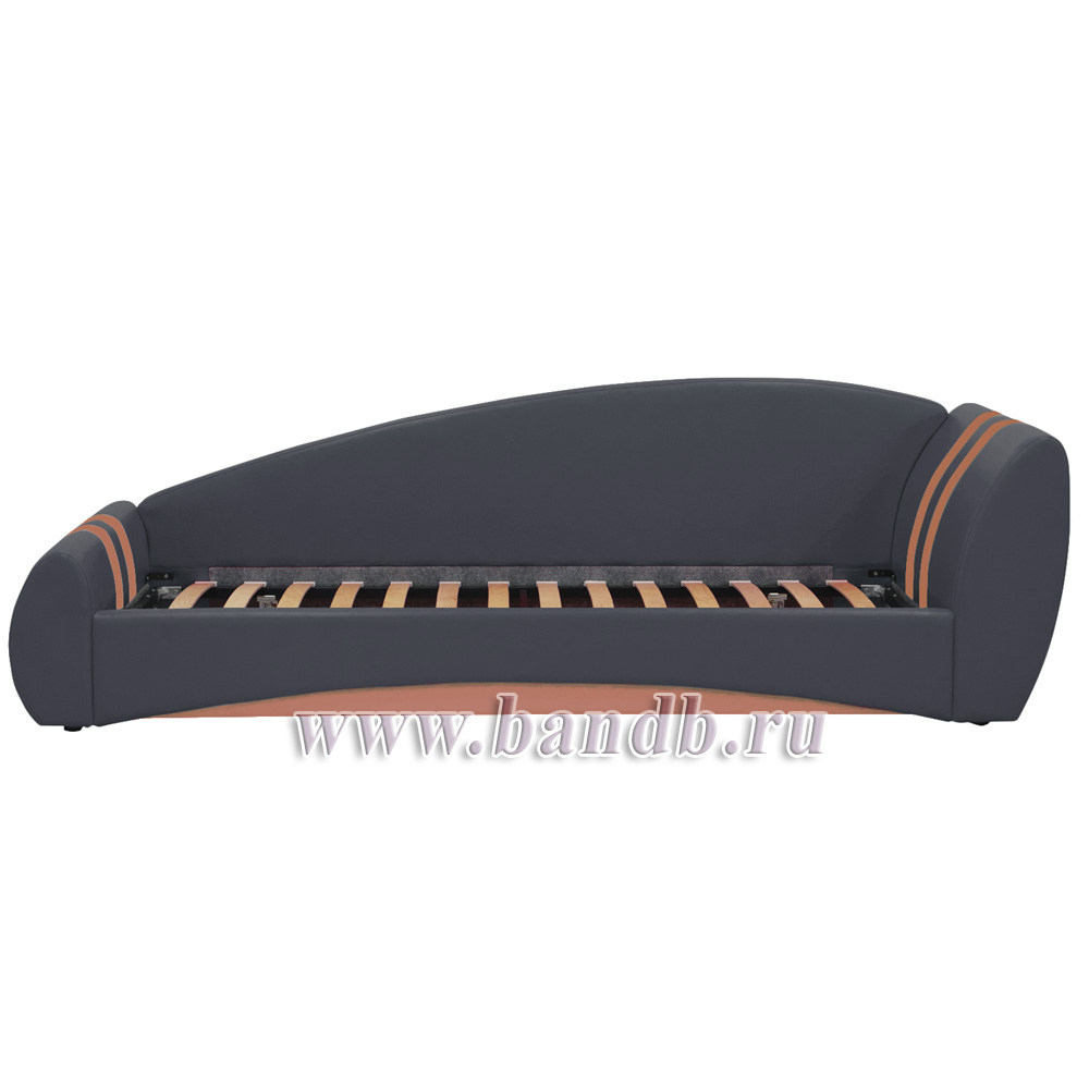 Интерьерная детская кровать с основанием Гольф 200 левая цвет серый/оранжевый Картинка № 2