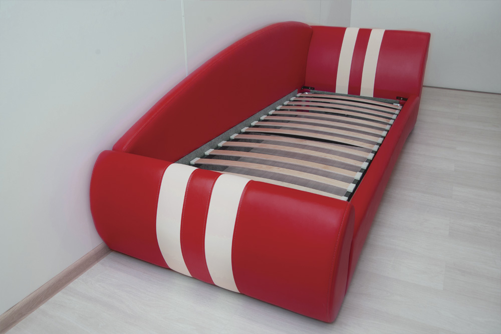 Интерьерная детская кровать с основанием Гольф 200 левая цвет красный/белый Картинка № 5