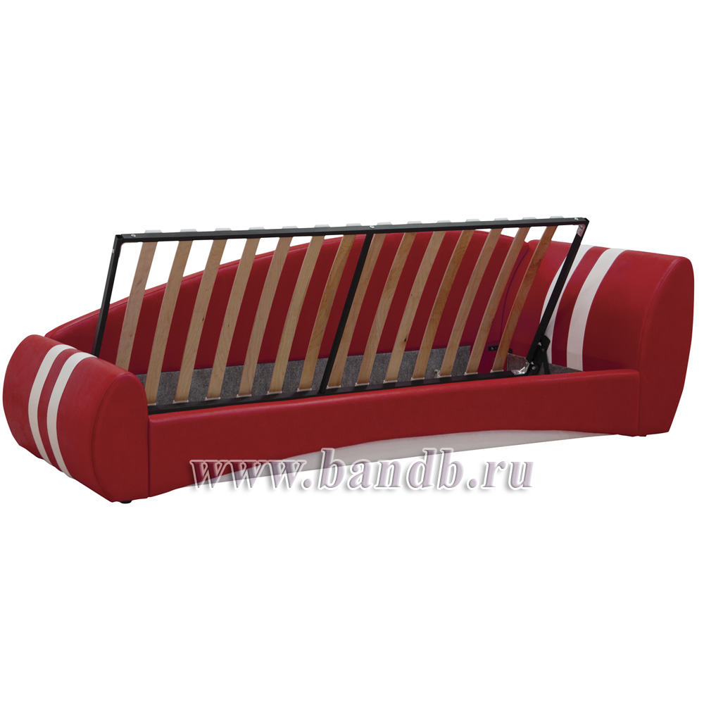 Кровать интерьерная с подъёмным механизмом Гольф 200 левая цвет красный/белый Картинка № 4