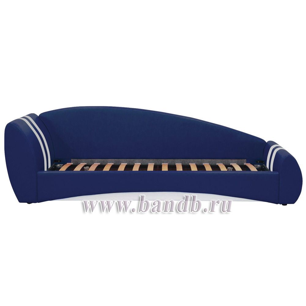 Кровать интерьерная с подъёмным механизмом Гольф 200 правая цвет синий/белый Картинка № 3