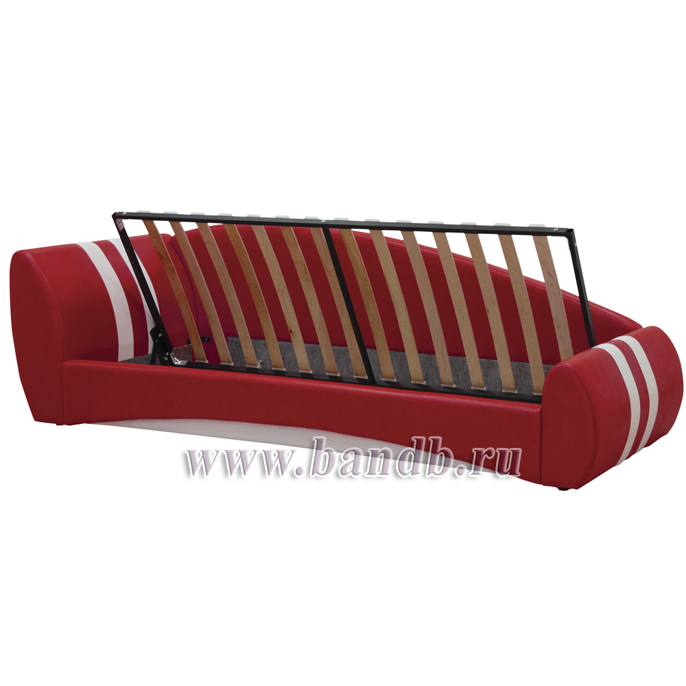 Кровать интерьерная с подъёмным механизмом Гольф 200 правая цвет серый/оранжевый Картинка № 4