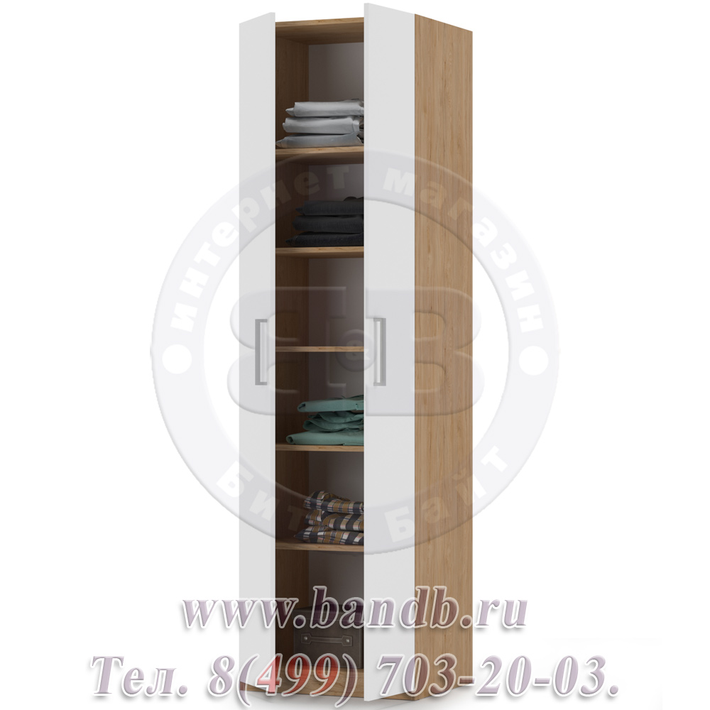 Шкаф комбинированный Гравити модель 13.20 цвет гикори рокфорд натуральный/белый премиум Картинка № 2