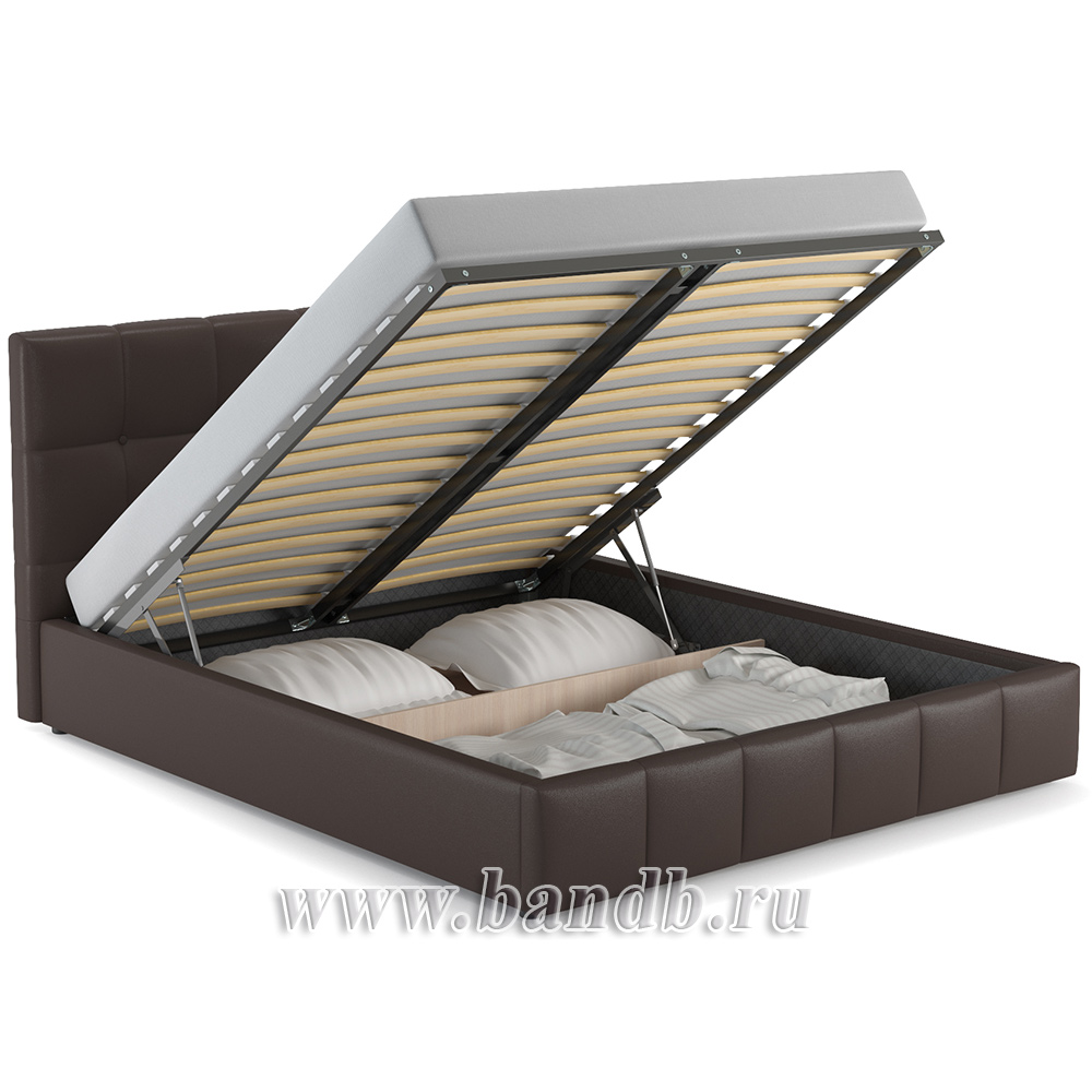 Кровать интерьерная Хлоя с подъёмным механизмом и дном Пегасо шоколад темно-коричневый Картинка № 3