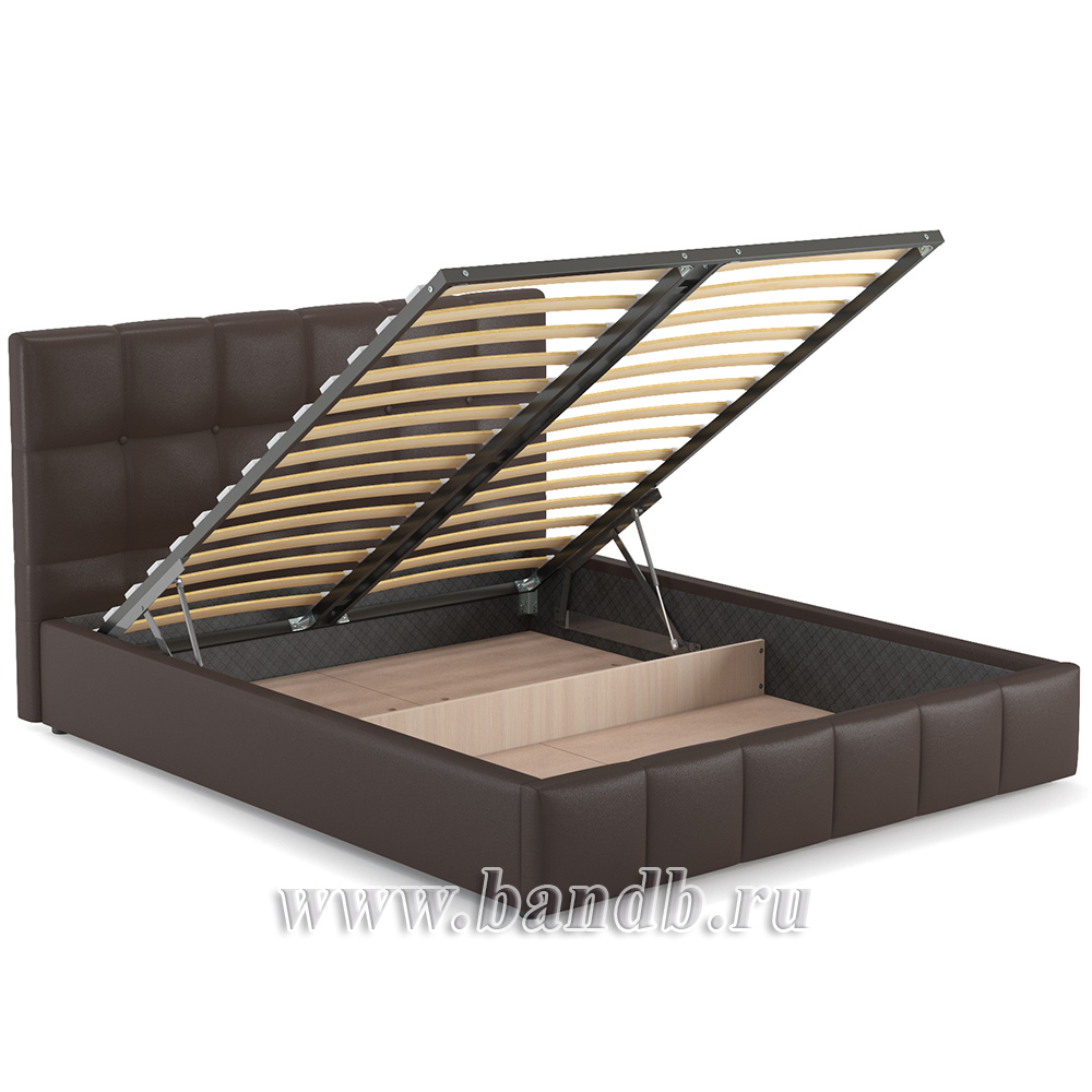 Кровать интерьерная Хлоя с подъёмным механизмом и дном Пегасо шоколад темно-коричневый Картинка № 4
