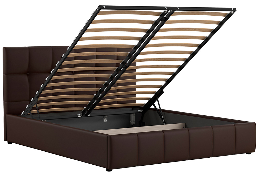 Кровать интерьерная Хлоя с подъёмным механизмом и дном Пегасо шоколад темно-коричневый Картинка № 9
