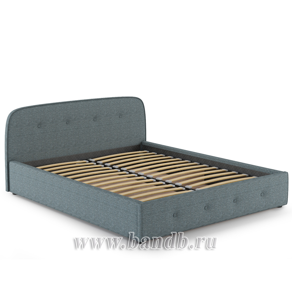 Кровать интерьерная Илона с подъёмным механизмом ткань Ролан 3064/4 рогожка серо-бирюзовый Картинка № 2