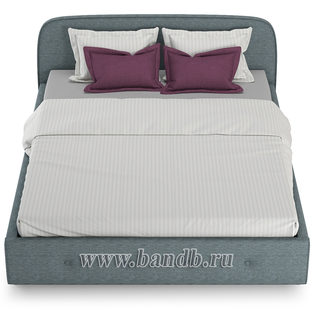 Кровать интерьерная Илона с подъёмным механизмом ткань Ролан 3064/4 рогожка серо-бирюзовый Картинка № 5