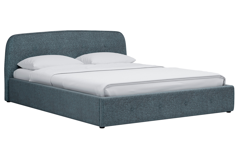 Кровать интерьерная Илона с подъёмным механизмом ткань Ролан 3064/4 рогожка серо-бирюзовый Картинка № 7