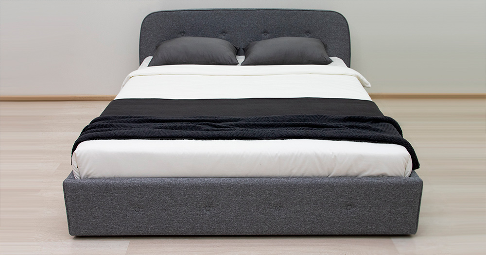 Кровать интерьерная Илона с подъёмным механизмом ткань Ролан 16/1 рогожка серый Картинка № 11