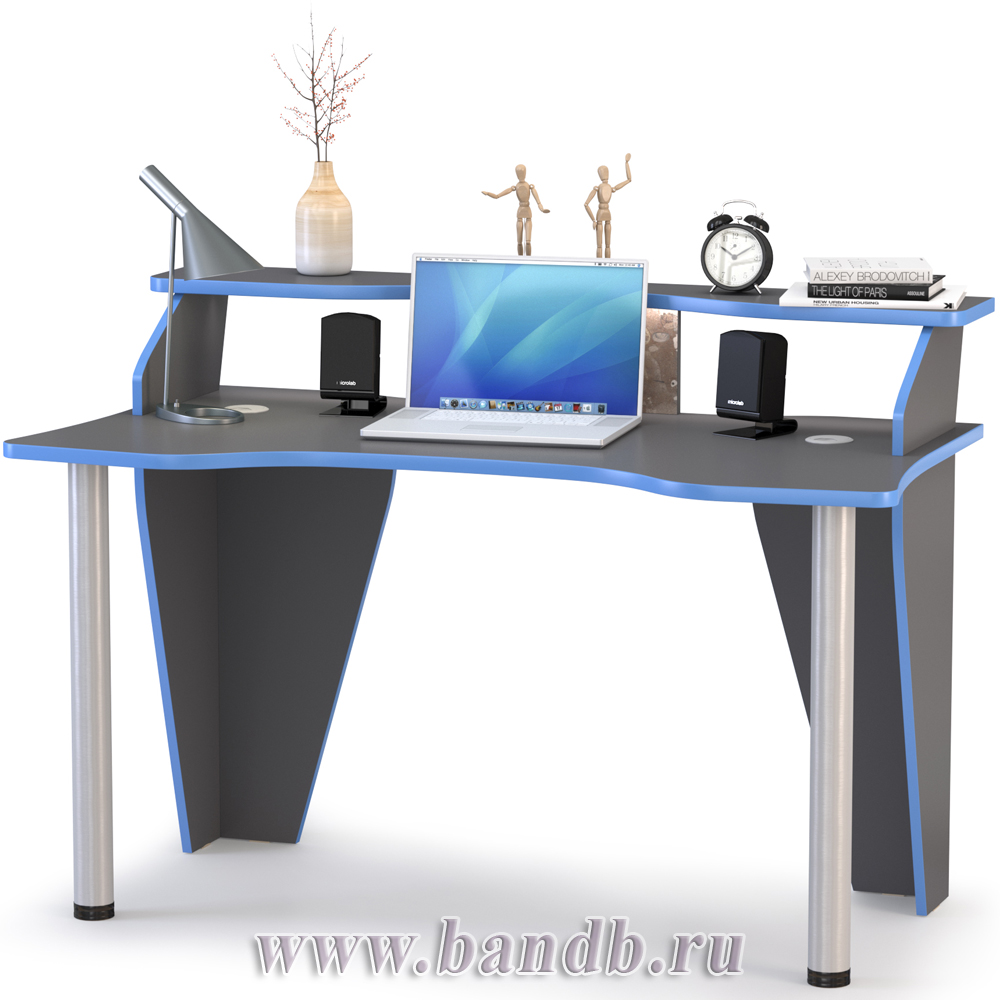 Компьютерный стол Индиго с тумбой 10.94 цвет тёмно серый/граффити Картинка № 5