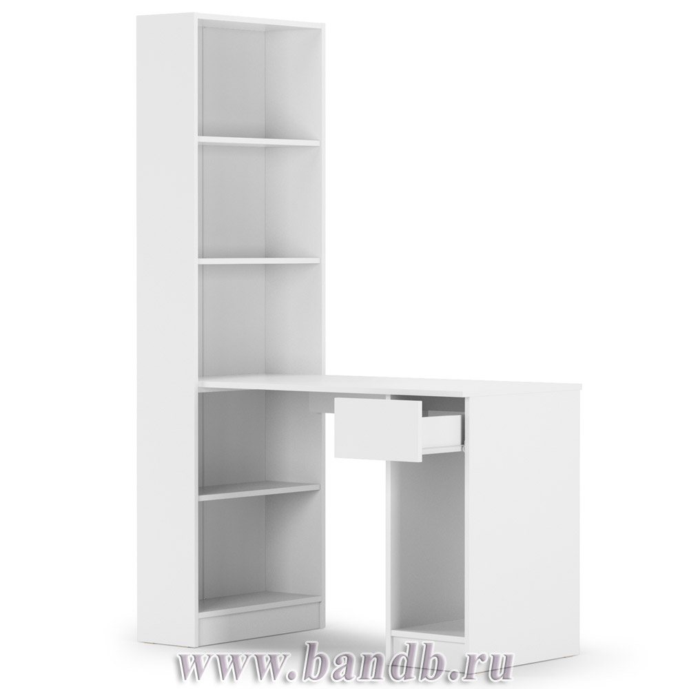 Компьютерный стол со шкафом комбинированным Лайт 10.01 цвет белый гладкий Картинка № 4