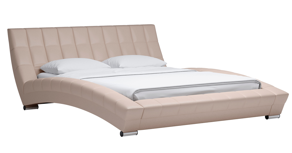 Кровать интерьерная Оливия с основанием искусственная кожа бежевая Картинка № 5