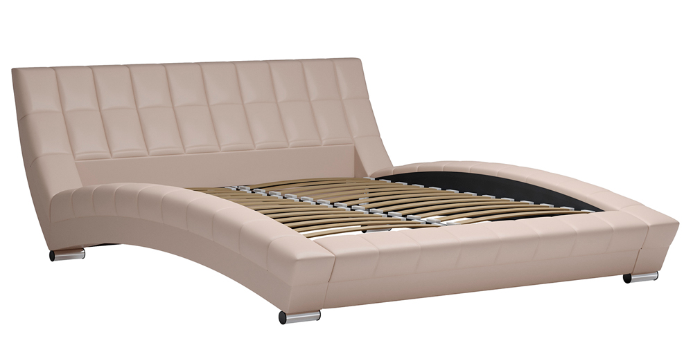 Кровать интерьерная Оливия с основанием искусственная кожа бежевая Картинка № 6