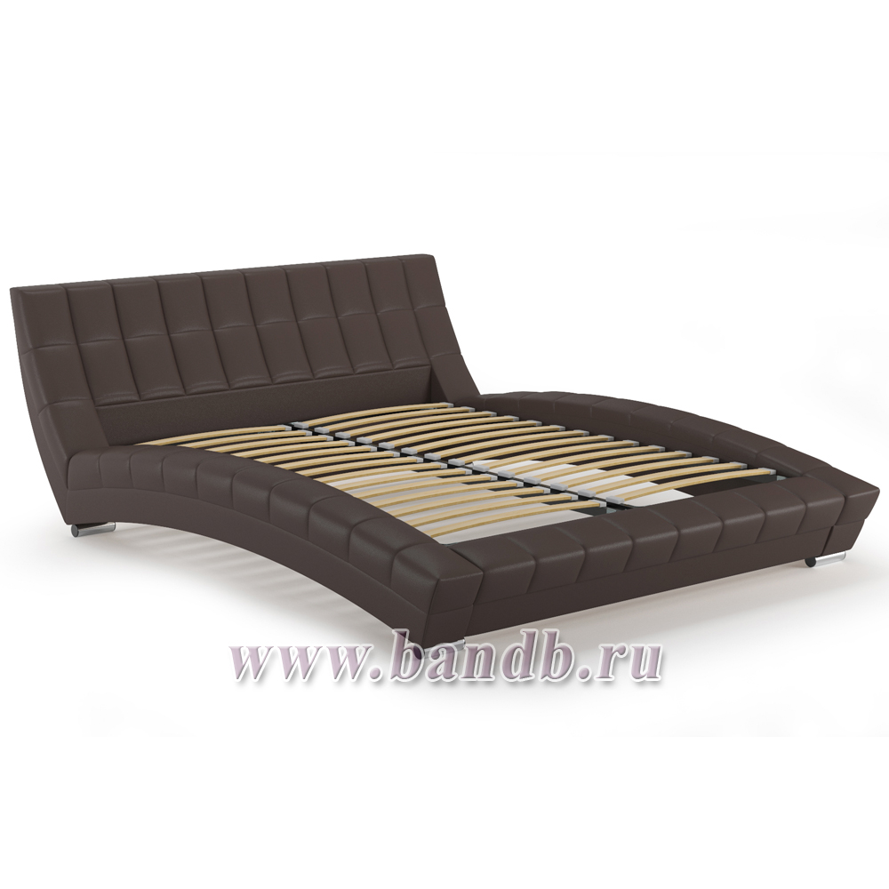Кровать интерьерная Оливия с основанием искусственная кожа шоколад Картинка № 2