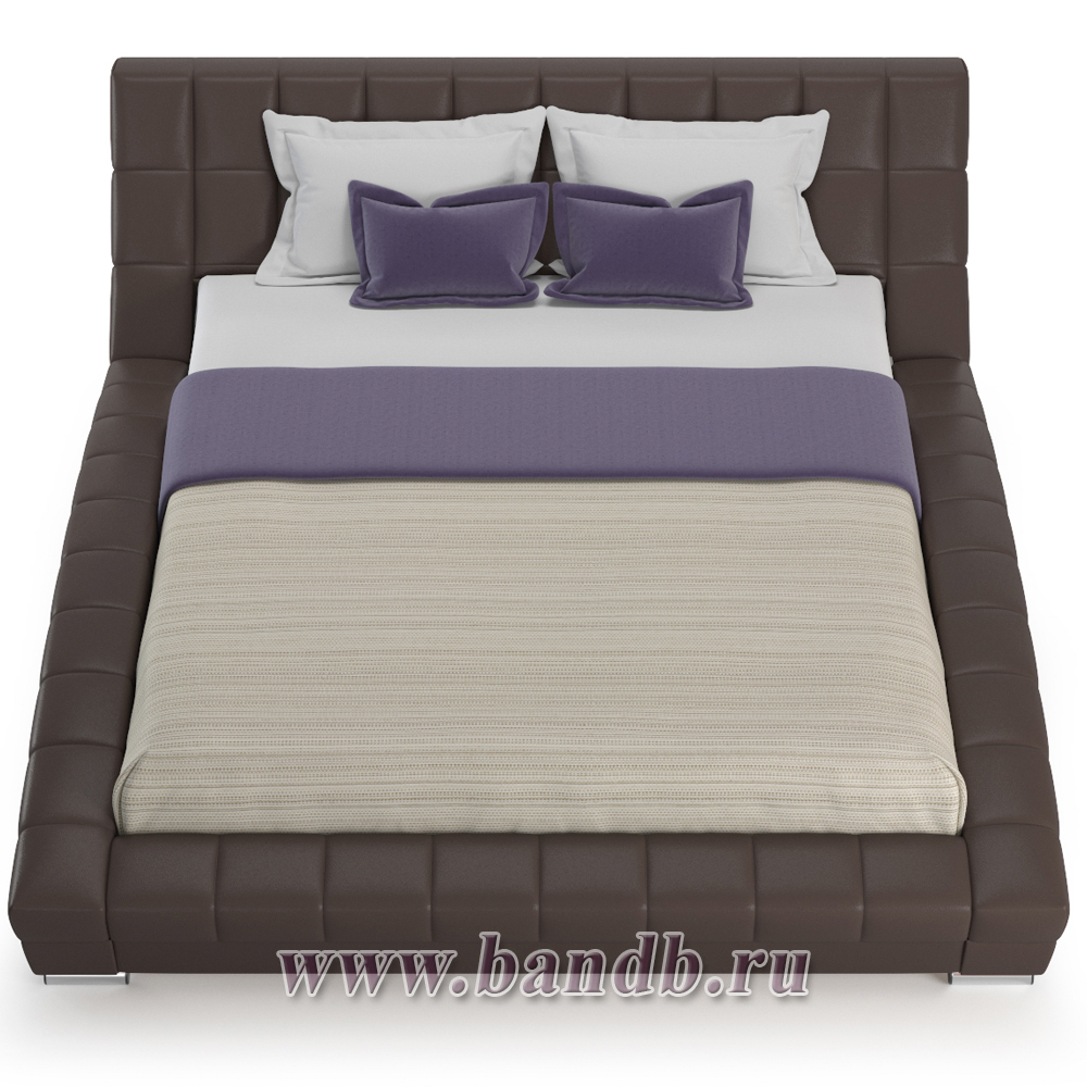 Кровать интерьерная Оливия с основанием искусственная кожа шоколад Картинка № 3