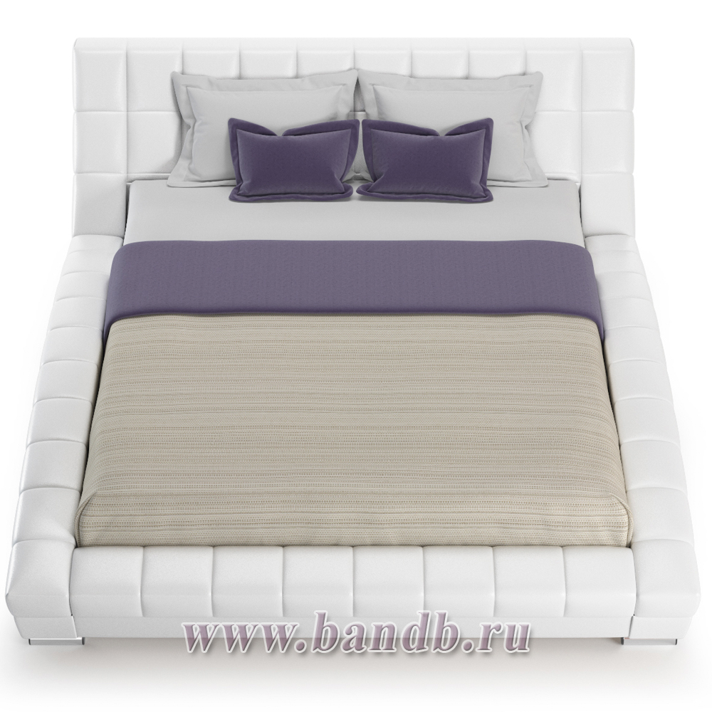Кровать интерьерная Оливия с основанием искусственная кожа белая Картинка № 3