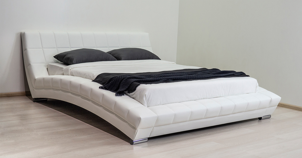 Кровать интерьерная Оливия с основанием искусственная кожа белая Картинка № 8