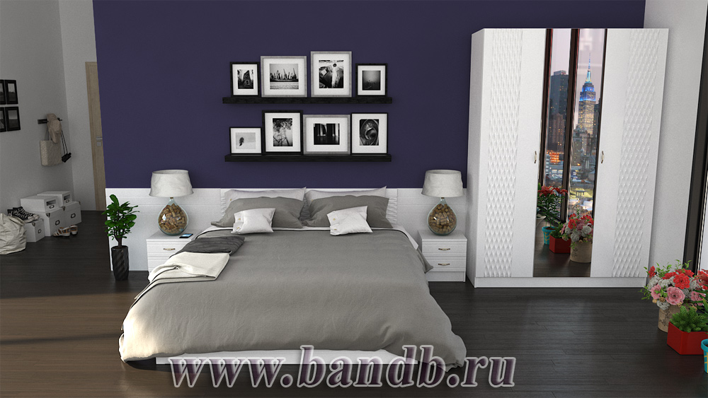 Кровать Ручеёк 1400 цвет белый/белый глянец Картинка № 6
