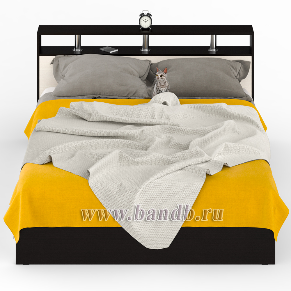 Кровать с ящиками Камелия 1600 цвет венге/дуб лоредо Картинка № 5