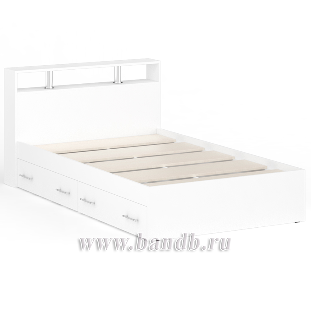 Кровать с ящиками Камелия 1200 цвет белый Картинка № 3