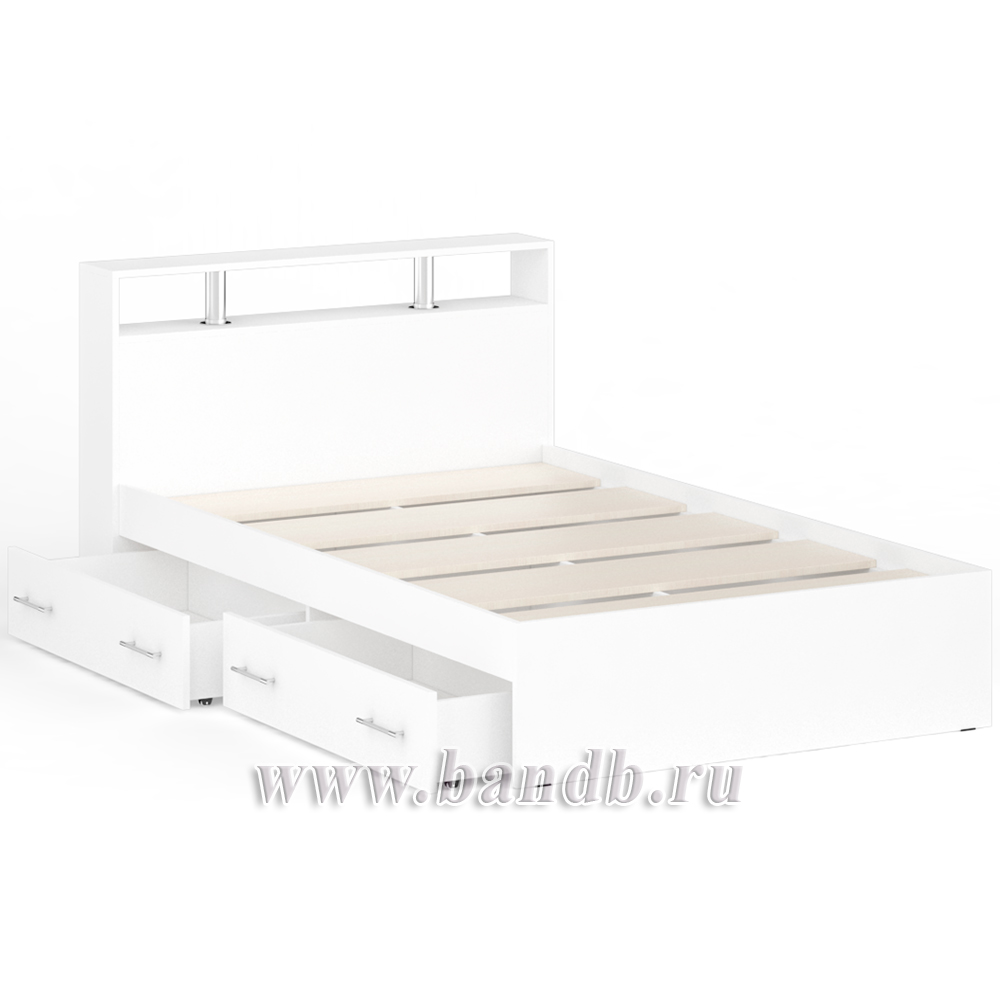 Кровать с ящиками Камелия 1200 цвет белый Картинка № 4