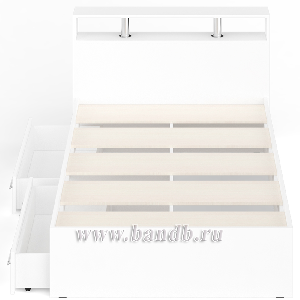 Кровать с ящиками Камелия 1200 цвет белый Картинка № 8