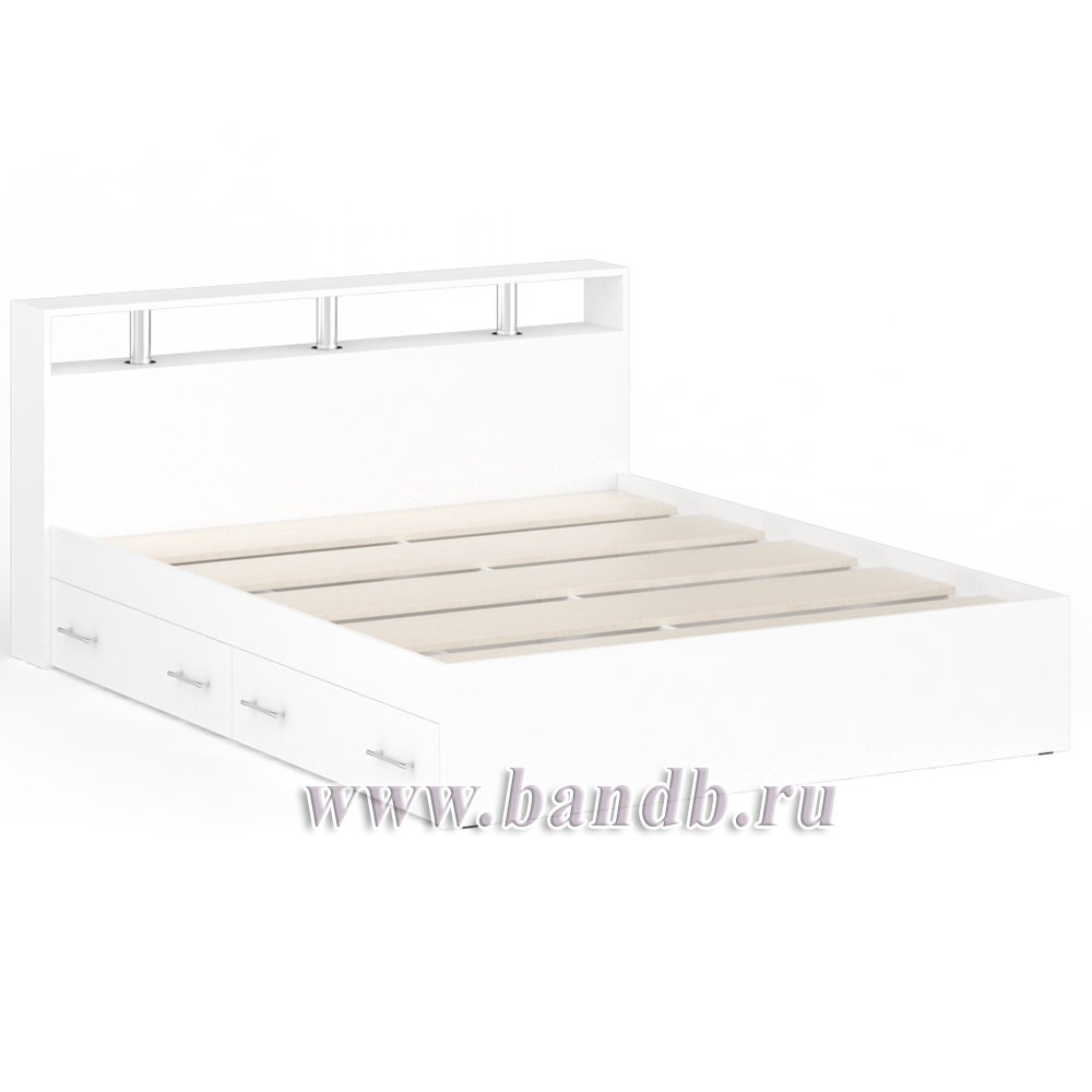 Кровать с ящиками Камелия 1600 цвет белый Картинка № 3