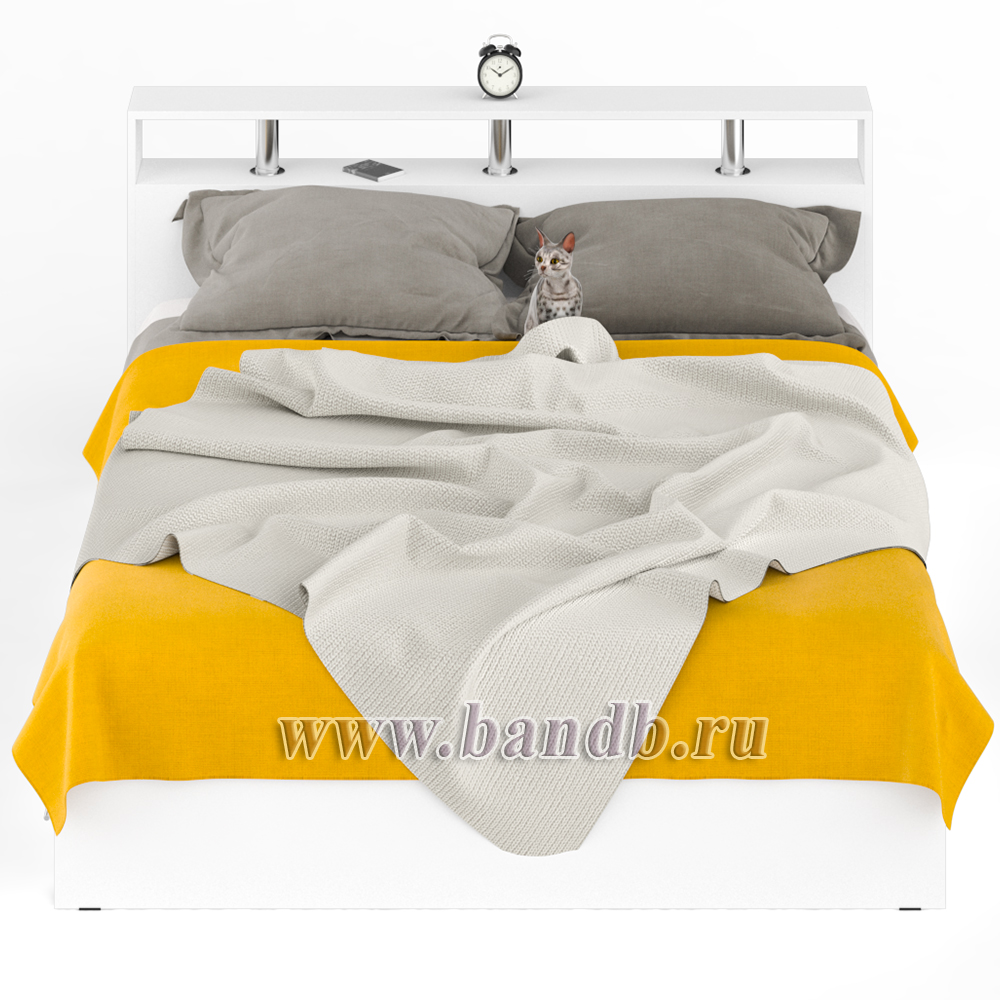 Кровать с ящиками Камелия 1600 цвет белый Картинка № 5