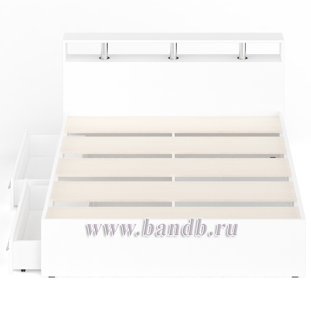 Кровать с ящиками Камелия 1600 цвет белый Картинка № 8