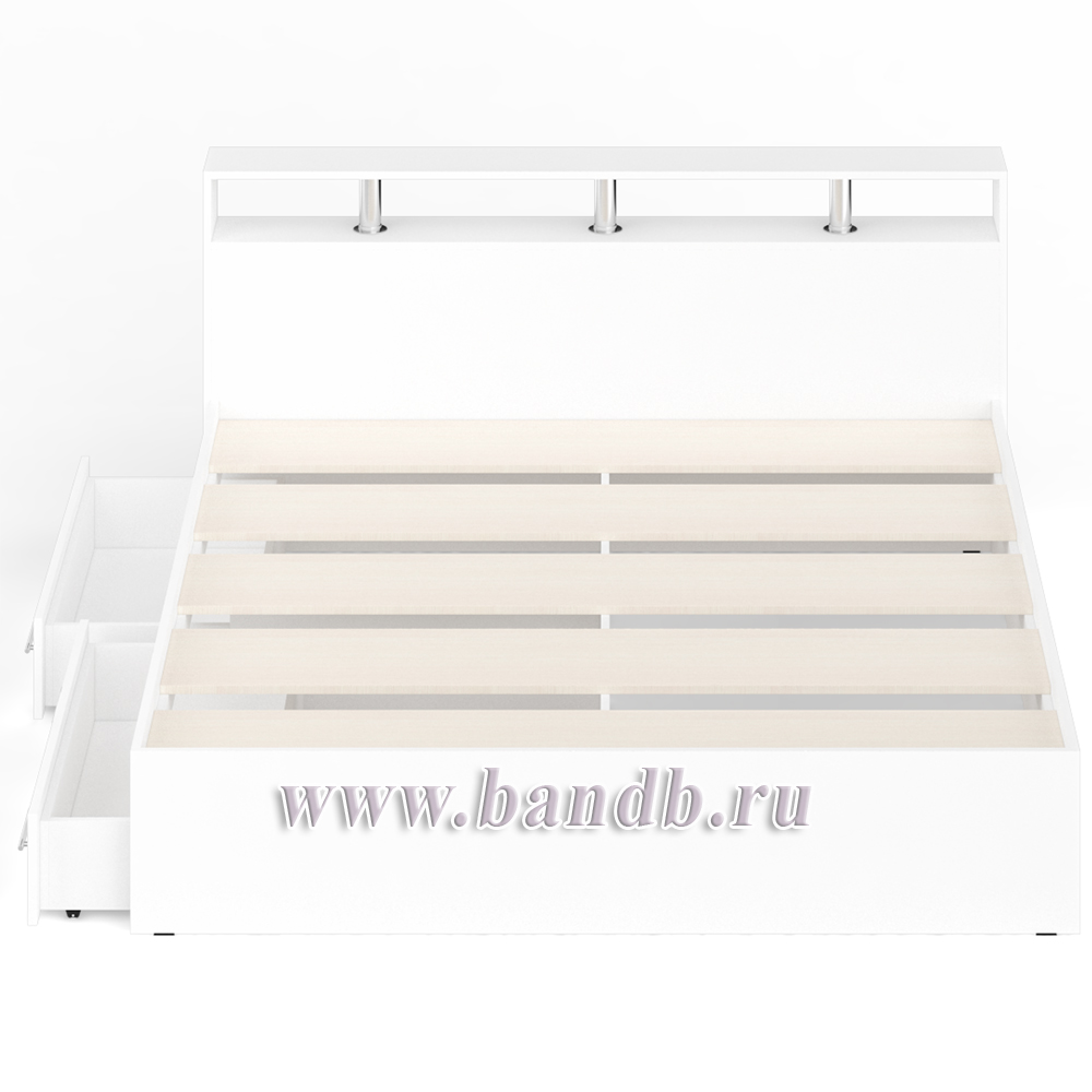 Кровать с ящиками Камелия 1800 цвет белый Картинка № 8