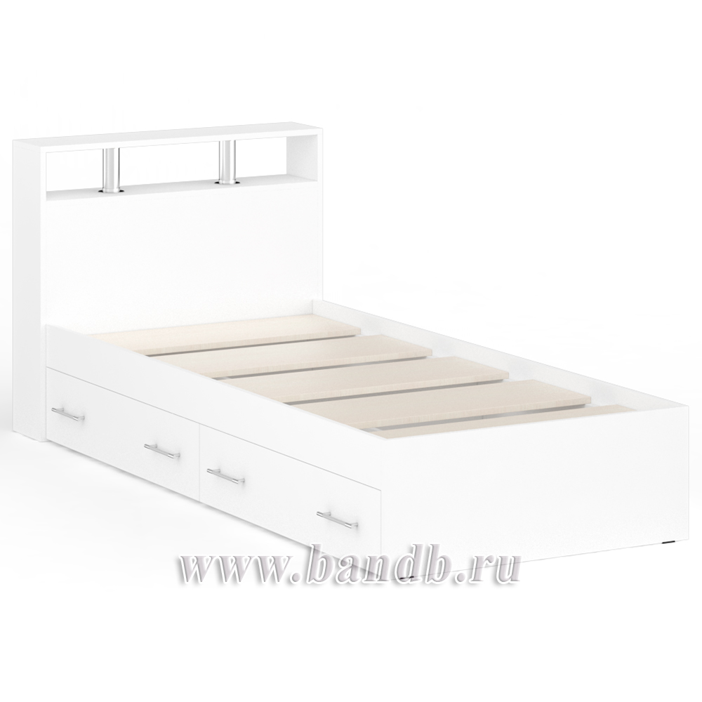 Кровать с ящиками Камелия 900 цвет белый Картинка № 3