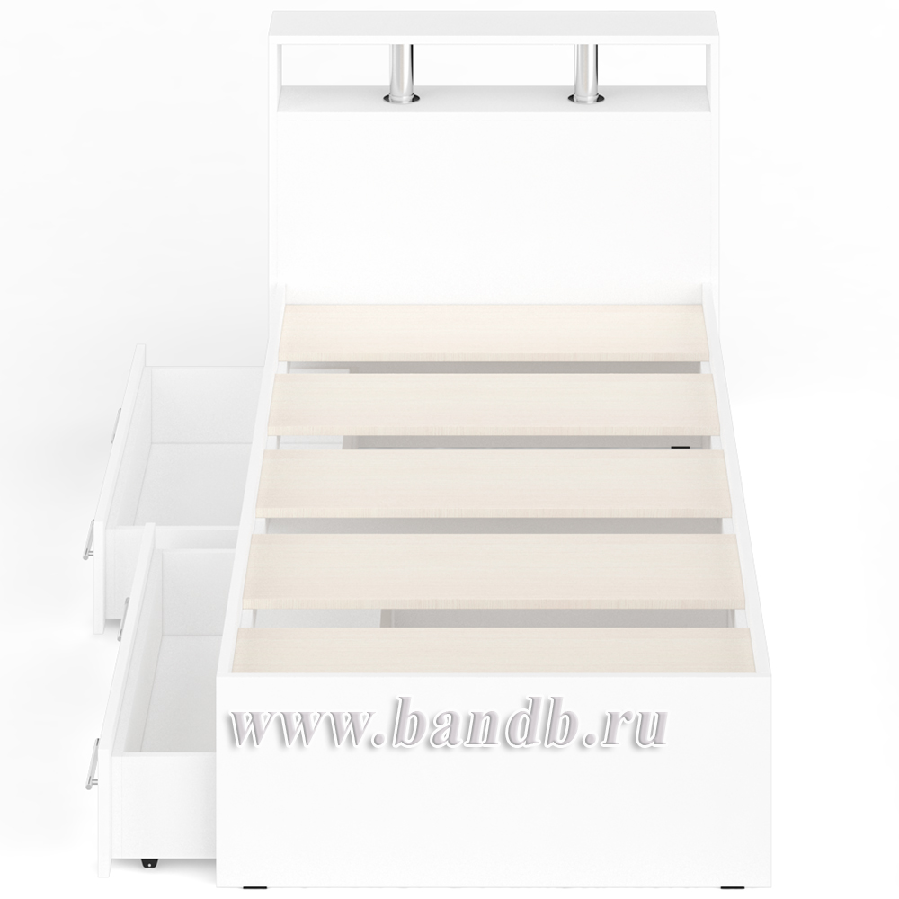 Кровать с ящиками Камелия 900 цвет белый Картинка № 8